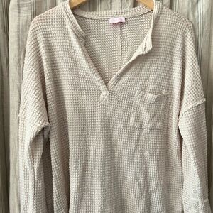 Pink Lily Beige Waffle Knit Top